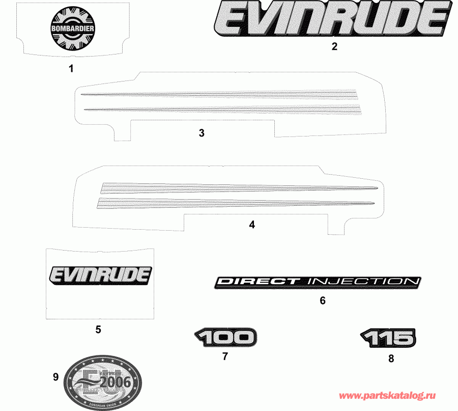    Evinrude E115FPXSOD  - cals  Models - cals Blue Models