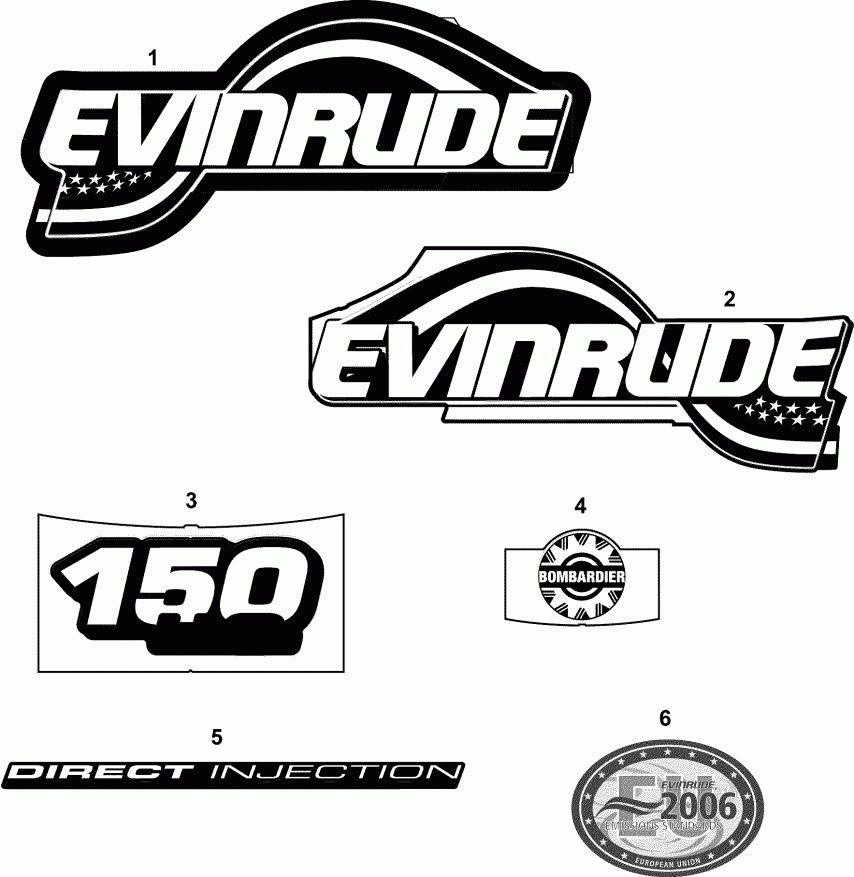 ��������� ����� EVINRUDE E150FHLSOC  - cals Fhl Models