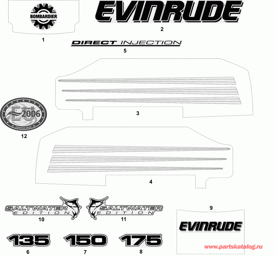 ��������� Evinrude E150FHLSOC  - cals ����� Models - cals White Models