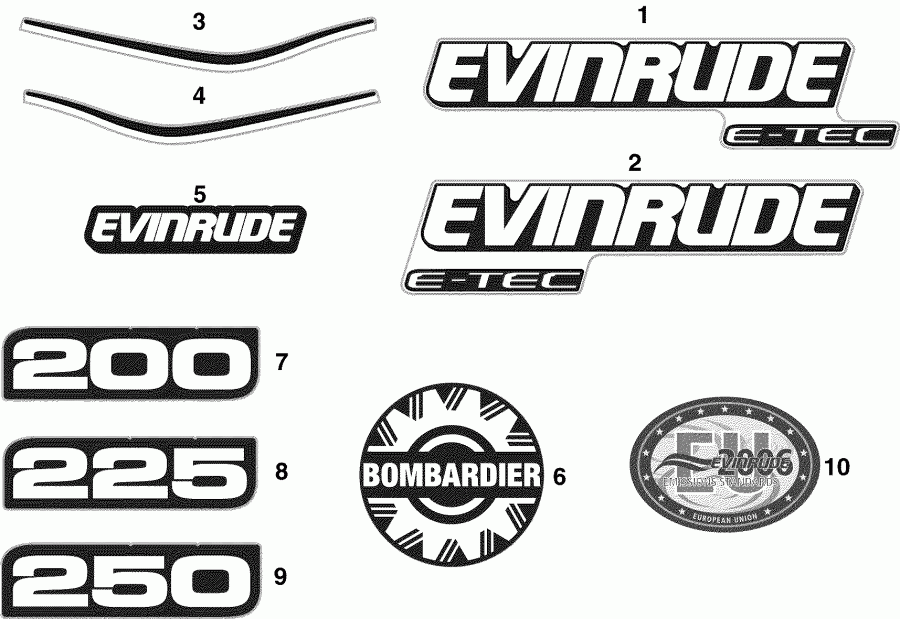 �������� ����� EVINRUDE E200DCXSOC  - cals ������� Models / cals Blue Models