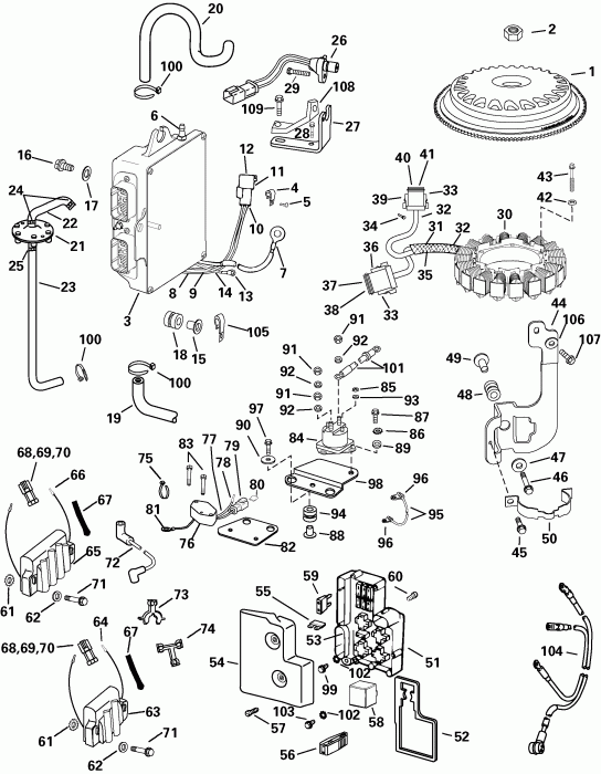 �������� ��������� ����� Evinrude E200FPLSOE  - ectrical System / ectrical System