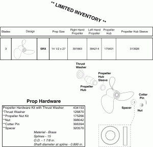 Stainless Steel Srx ������� ����s & Hardware V6 & V8 �������� (2 Stroke) (Stainless Steel Srx Propellers & Hardware V6 & V8 Gearcase (2 Stroke))