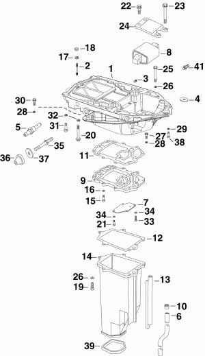 ��������� ��������� Evinrude E225DHLSOF  - haust ������ Inner - haust Housing Inner