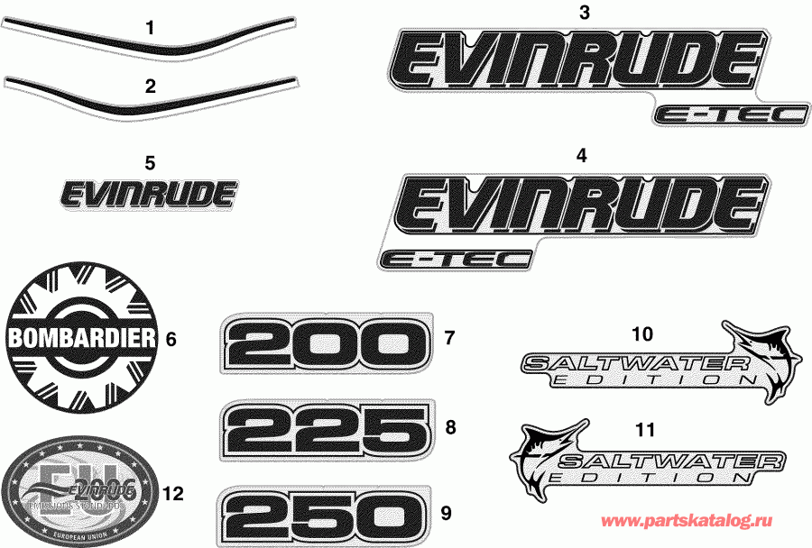 ��������� �������� ����� EVINRUDE E225DPZSOC  - cals White Models