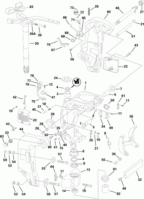 ����� Evinrude E250DCXSOC  - ern & Swivel Bracket / ern & ���������� ���������
