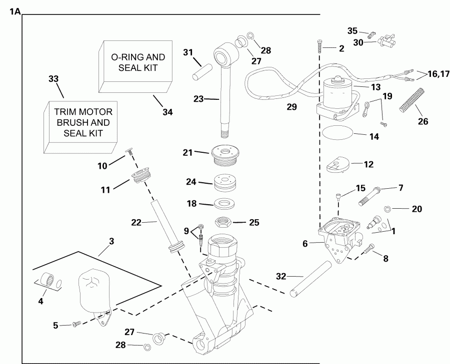 ��������� �������� ����� Evinrude E250DCZSOC  - im & Tilt Assembly - im & Tilt Assembly