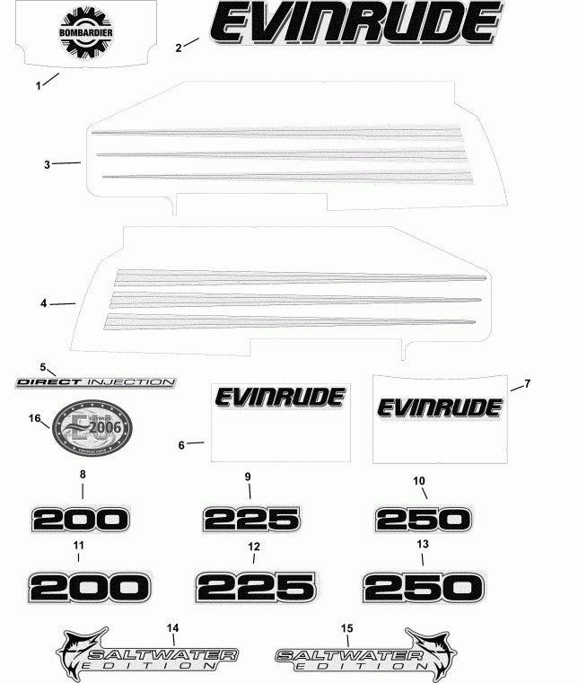 ��������� ����� EVINRUDE E250FPXSOB  - White Models / ����� Models