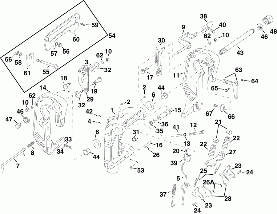 ��������� Evinrude E40DELSOR  - ivel Bracket (dr, De, W Models) - ivel ��������� (dr, De, W Models)