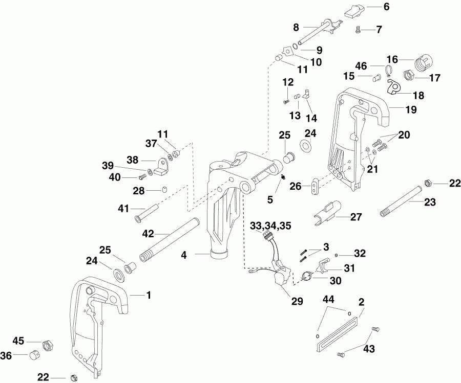 �������� ��������� ����� Evinrude E40DPLSOR  - ivel Bracket (dp Model) / ivel ��������� (dp Model)