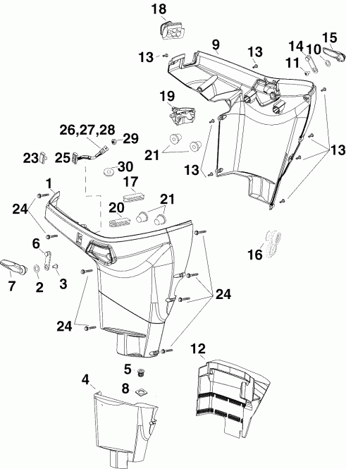 �������� ����� EVINRUDE E60WDRLSOS  - wer Engine Cover - wer ������ ��������� (�����)