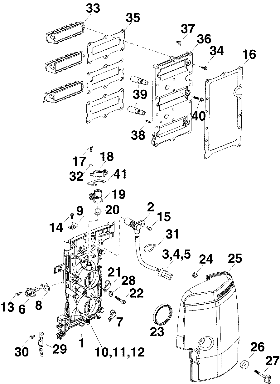 ��������� Evinrude E90DPLSOR  - rottle Body & Intake Manifold - rottle ������ & �������� ���������