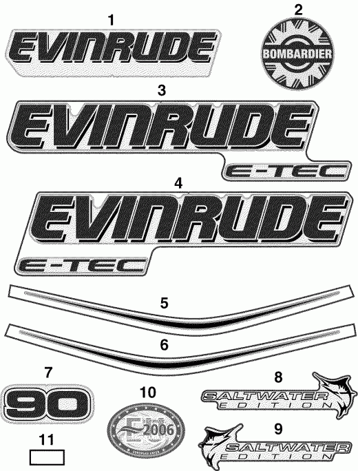  EVINRUDE E90DPXSOR  - cals  Models / cals White Models
