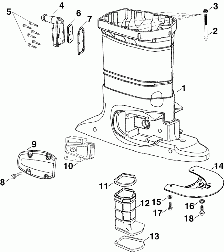 ����� EVINRUDE E90WDPLSOS  - haust Housing - haust ������
