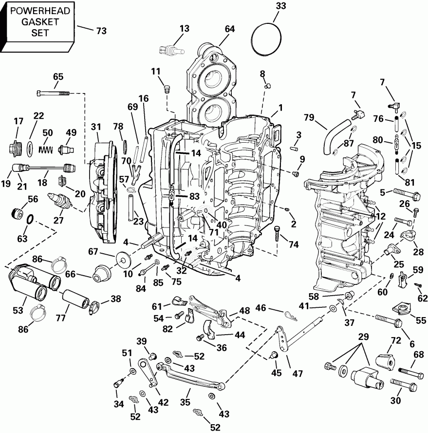 ��������� �������� ����� EVINRUDE E115FPLSDS  - linder & Crankcase