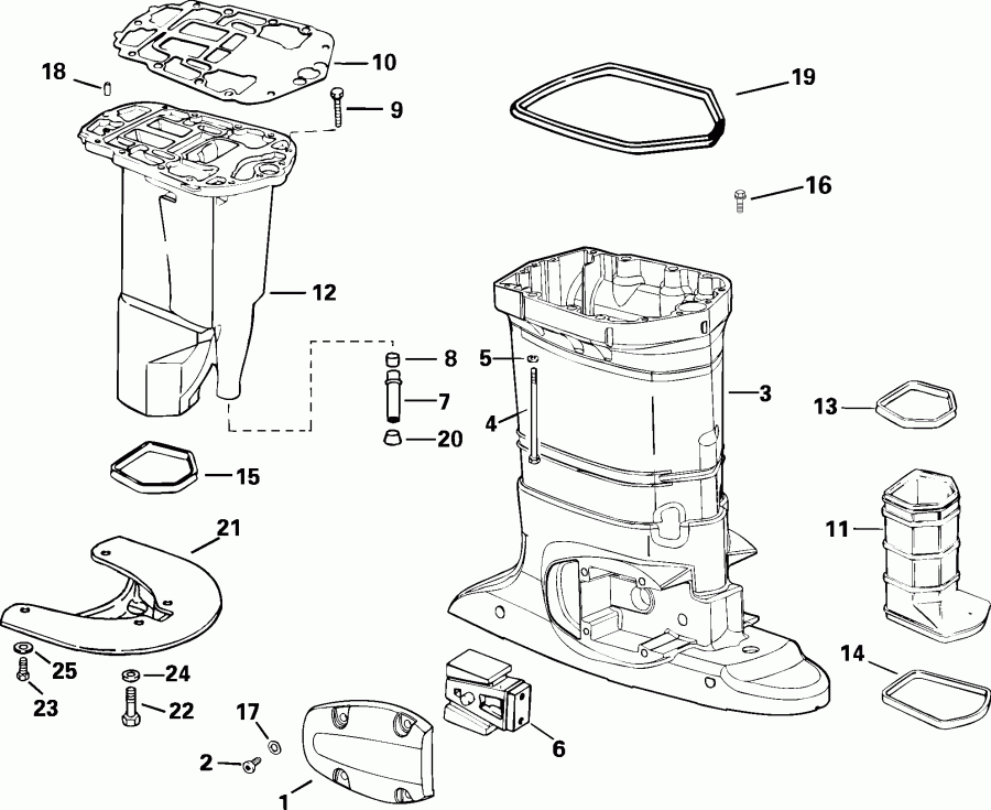 ��������� Evinrude E135FCXSDE  - haust ������ / haust Housing