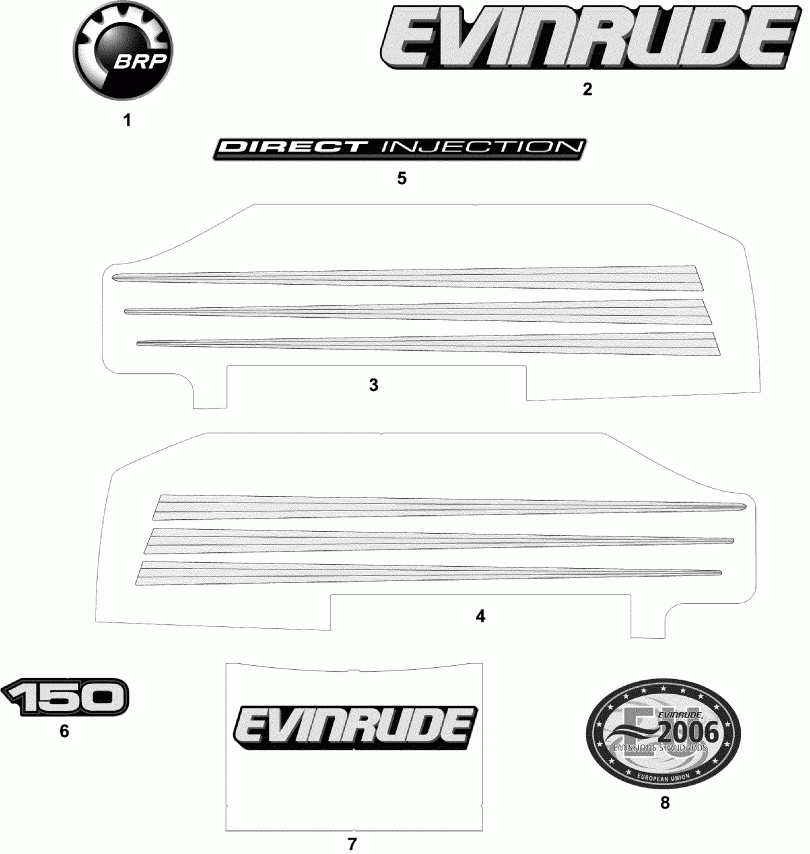 ��������� Evinrude E150FPLSDR  - cals Blue Models / cals ������� Models