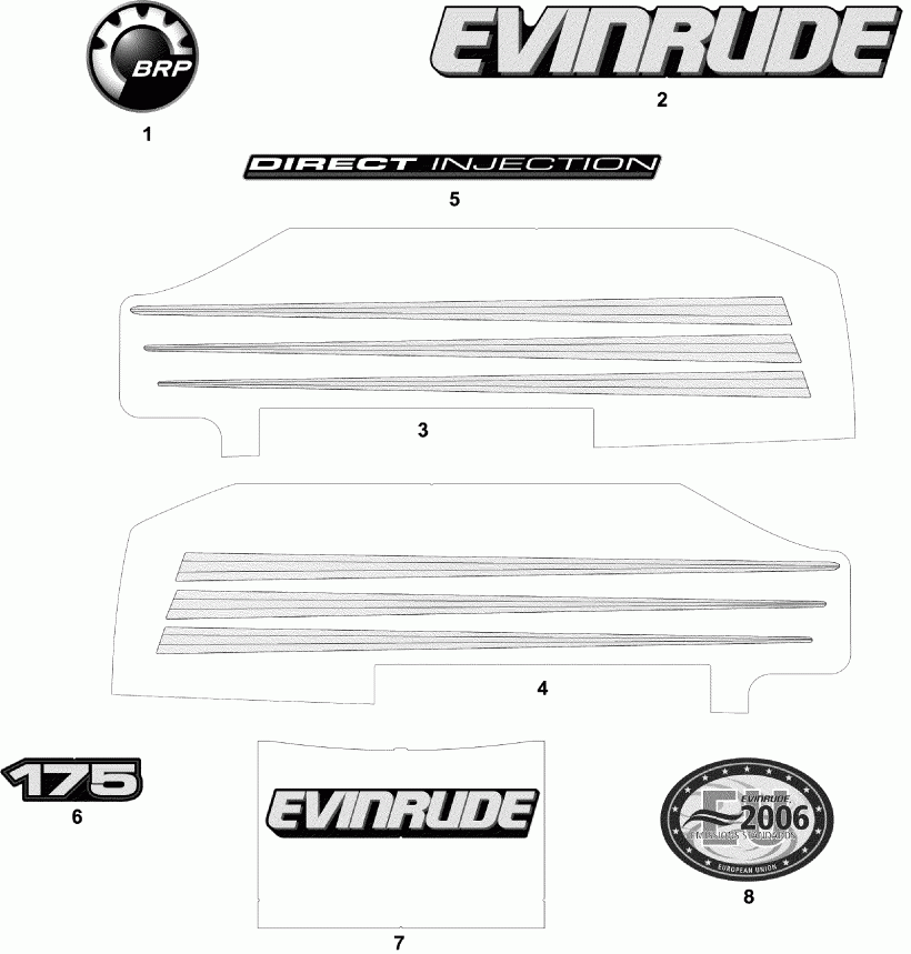 ��������� ��������� EVINRUDE E175FPLSDS  - cals ������� Models