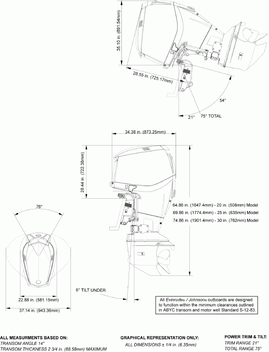 ��������� ����� EVINRUDE E225DCXSDR  - ofile Drawing