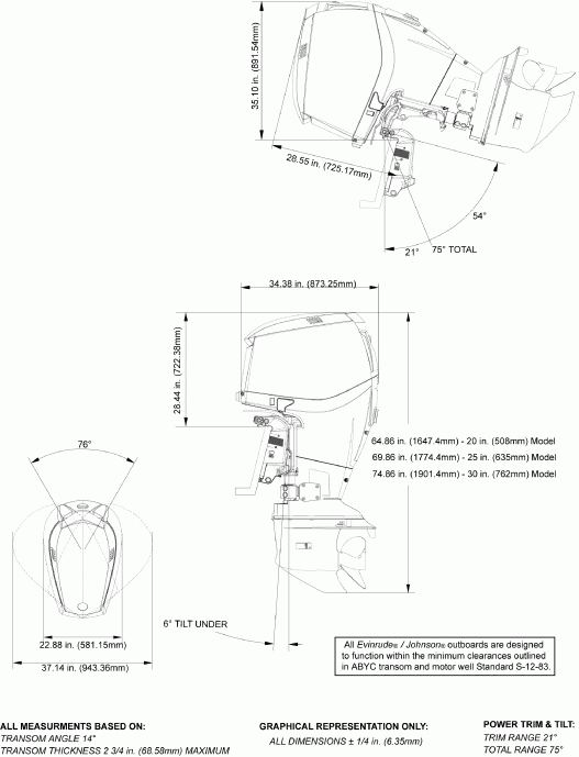  Evinrude E250DCXSDR  - ofile Drawing / ofile Drawing