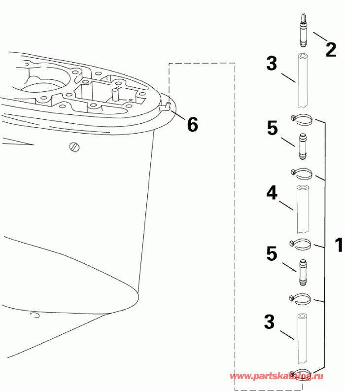 ��������� ��������� EVINRUDE E250DCXSDR  - eedometer Hose Assembly - eedo������ ����� Assembly
