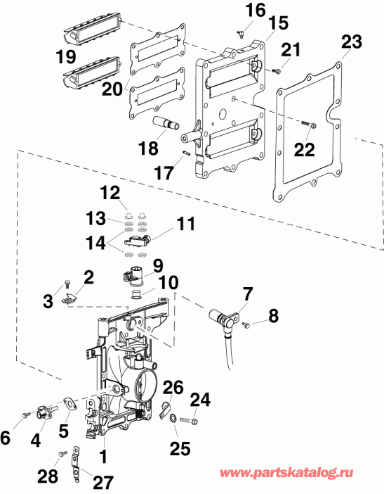 �������� ��������� ����� EVINRUDE E40DRLSDA  - take Manifold Assembly - take ��������� Assembly