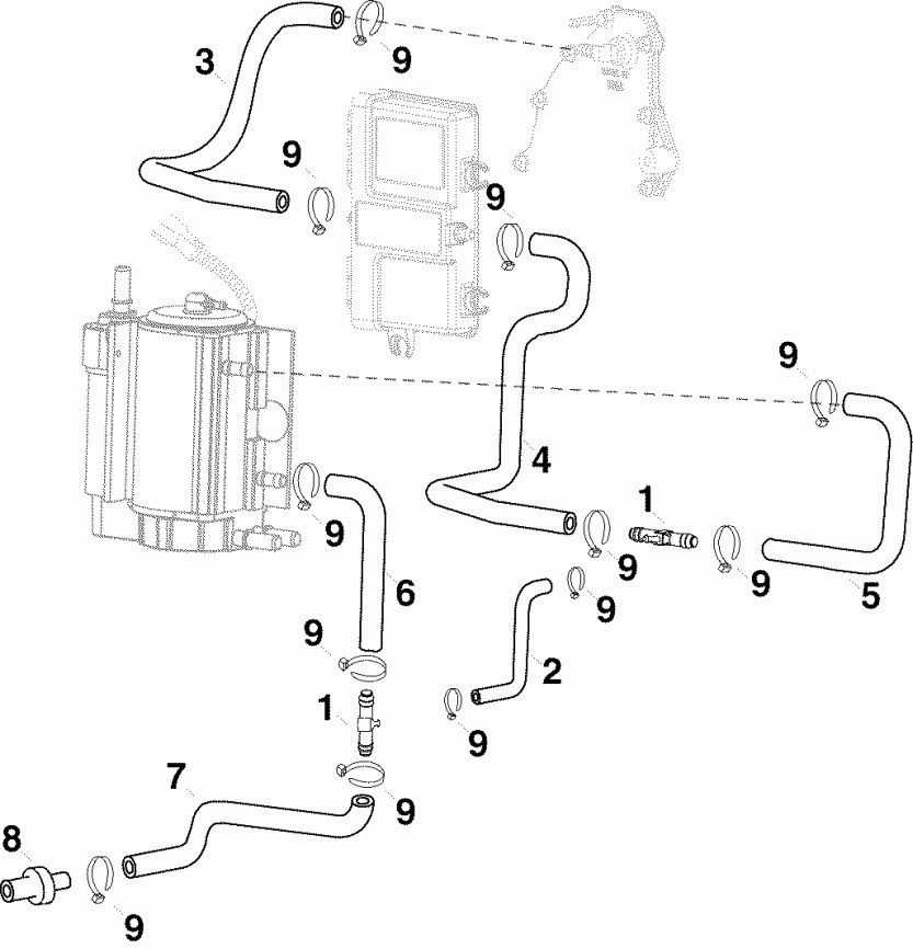 ��������� Evinrude E90DPLSDA  - oling Hoses