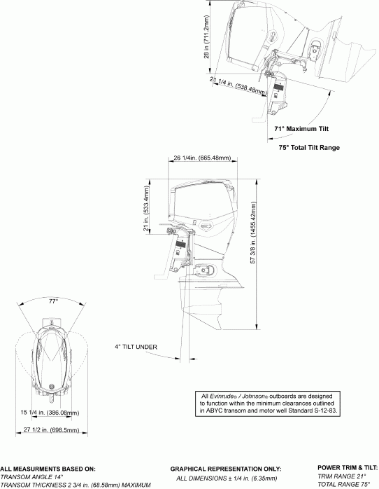 ����� EVINRUDE E90DSLSDR  - ofile Drawing / ofile Drawing