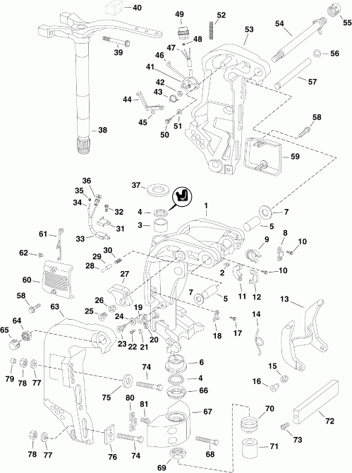 ��������� �������� ����� Evinrude E150DPLSUF  - ivel Bracket - ivel ���������
