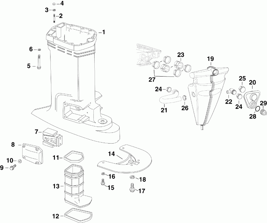  Evinrude E225DCXSUA  - haust ������ & Muffler / haust Housing & Muffler