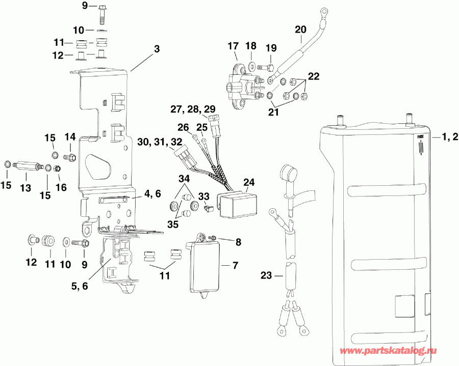 ��������� ����� EVINRUDE E225DHLSUG  - ectrical ��������� & Components - ectrical Bracket & Components