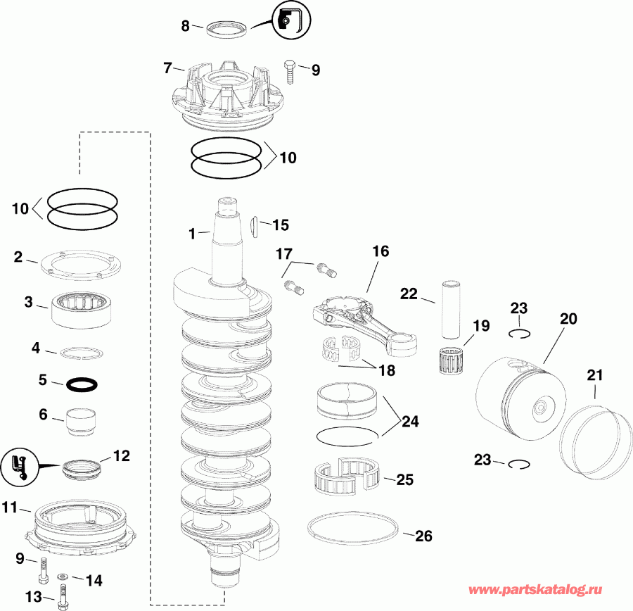 �������� ����� ������� E225DPXSUA  - ank��� & ������ - ankshaft & Pistons