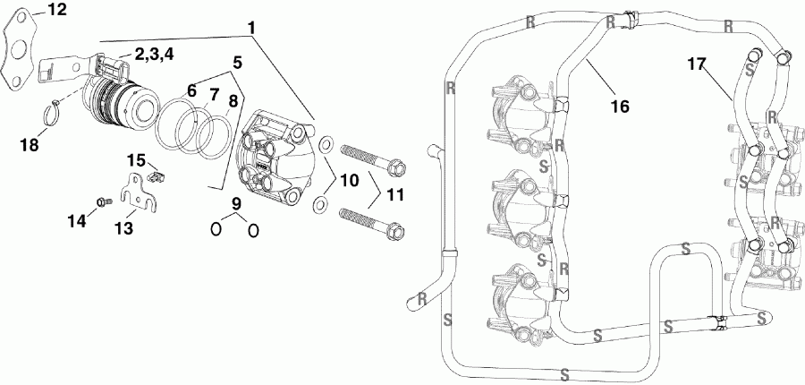 ����� EVINRUDE E250DCXSUG  - el Injector & Rails / el �������� & Rails