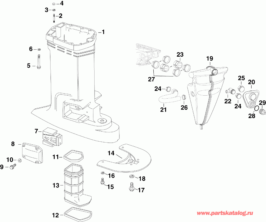 ��������� ��������� EVINRUDE E250DPZSUA  - haust Housing & Muffler - haust ������ & Muffler