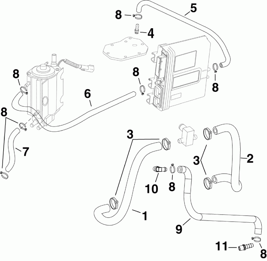 ����� EVINRUDE E250DPZSUG  - oling �����s / oling Hoses