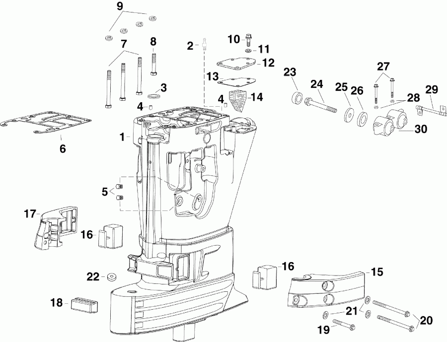  EVINRUDE E40DPLSUM  - haust ������ - haust Housing
