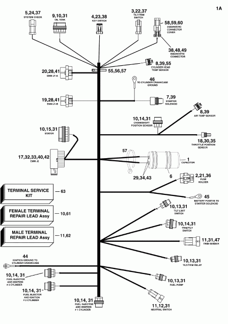 ��������� ��������� Evinrude E90DPXSUM  - gine Electrical Harness