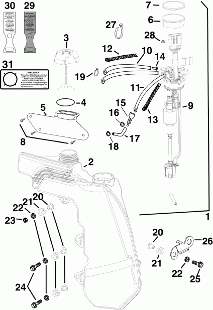 ��������� ��������� Evinrude E90DSLSUA  - l Tank & ����� / l Tank & Pump
