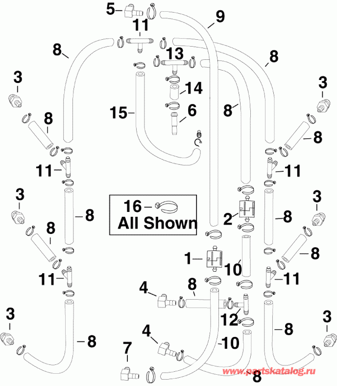 �������� ��������� ����� EVINRUDE E225DCXSCG  - l Recirculation Hoses / l Recirculation �����s