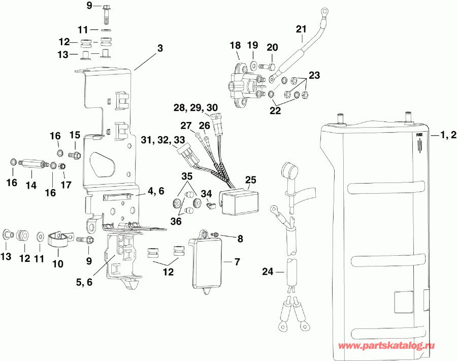 �������� ����� EVINRUDE E225DHLSCG  - ectrical Bracket & Components / ectrical ��������� & Components