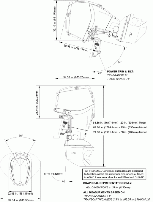   EVINRUDE E225DPXSCG  - ofile Drawing