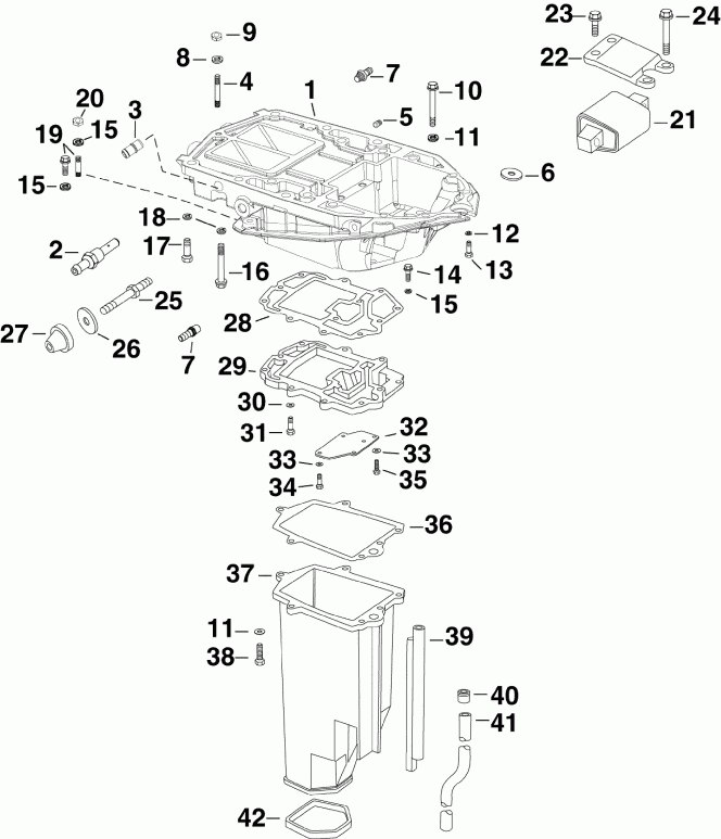 �������� ��������� ����� Evinrude E225DPZSCG  - haust ������ Inner - haust Housing Inner