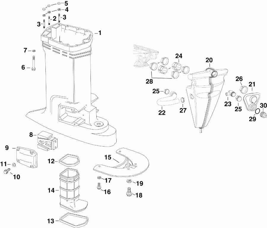 ����� EVINRUDE E225DPZSCM  - haust Housing & Muffler / haust ������ & Muffler