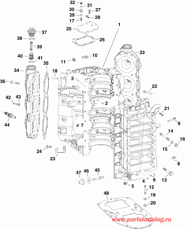 �������� ��������� ����� Evinrude E250DPZSCG  - linder & ������ ��������� - linder & Crankcase