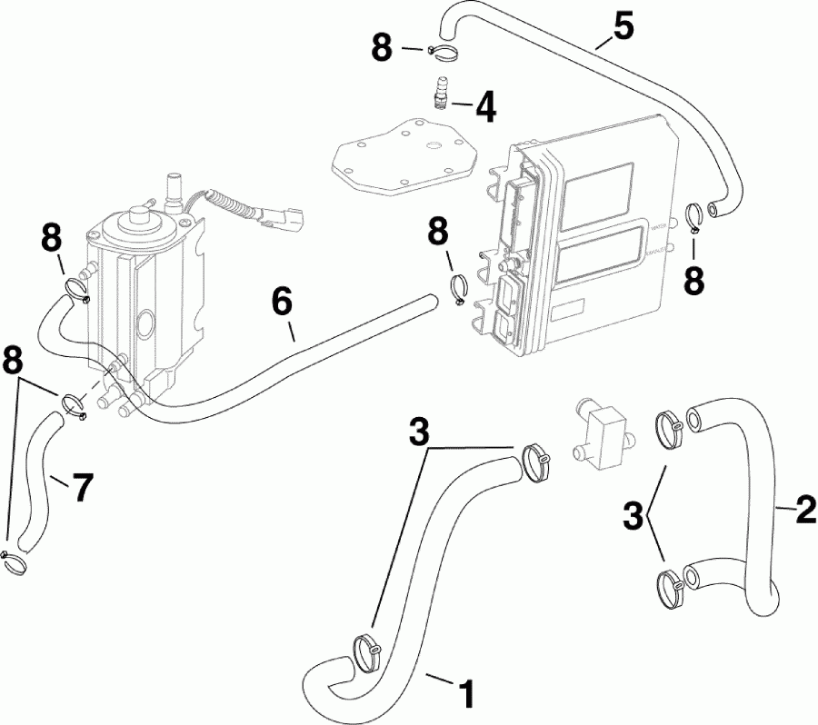 �������� ��������� ����� Evinrude E300DPZSCS  - oling Hoses / oling �����s