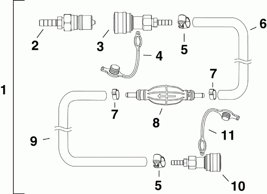 ��������� �������� ����� EVINRUDE E55MJRLSCC  - el ����� & ��������� ����� � ������ � ������������ / el Hose & Primer Bulb Assy