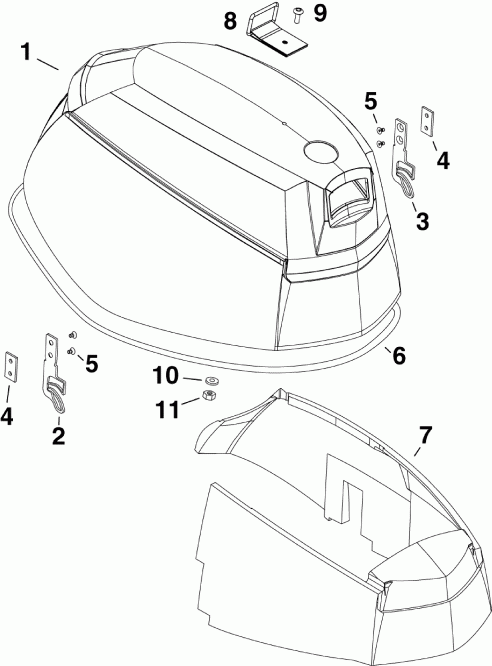�������� ����� Evinrude E55MRLSCC  - gine Cover