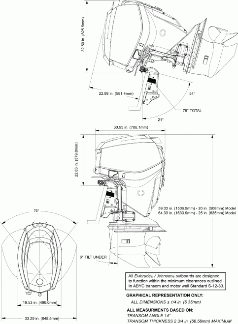   Evinrude E115DHLSES  - ofile Drawing / ofile Drawing