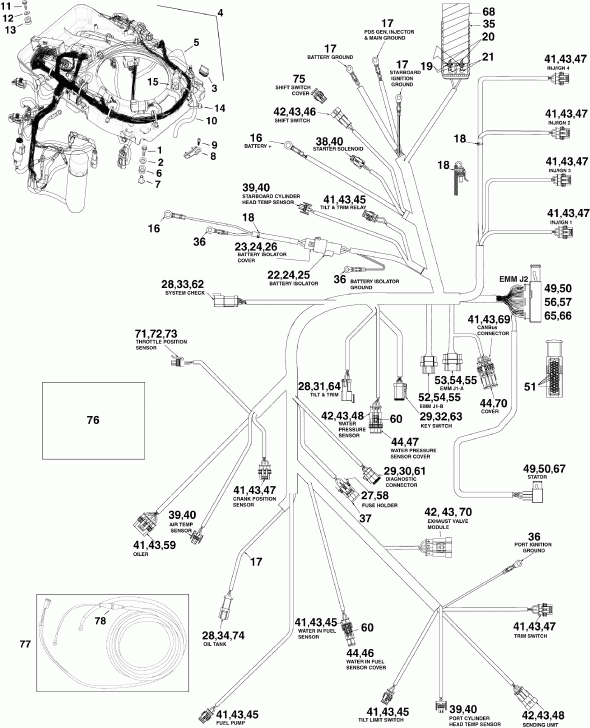 ��������� ��������� EVINRUDE E115DPXSEF  - ectrical Harness