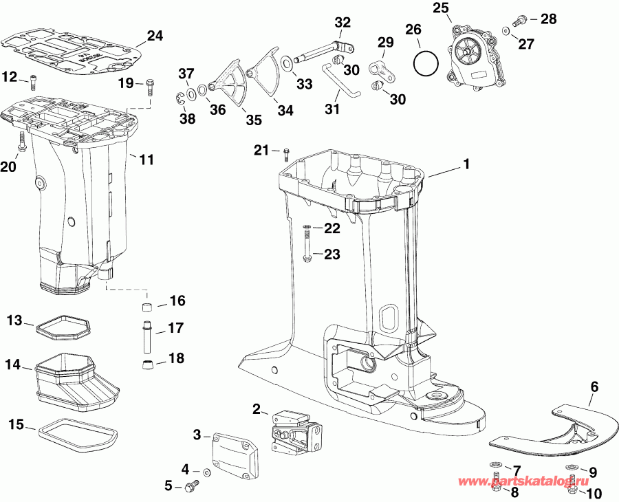 ��������� ����� Evinrude E115DPXSEF  - haust Housing - haust ������