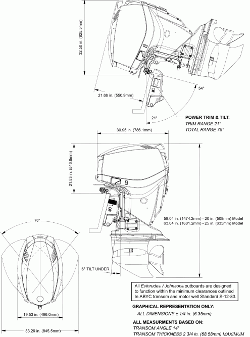  EVINRUDE E115DPXSEF  - ofile Drawing / ofile Drawing